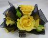 Black "Rock Candy" Corsage with Yellow Roses