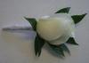 White Rose Boutonniere with Satin Stem Wrap