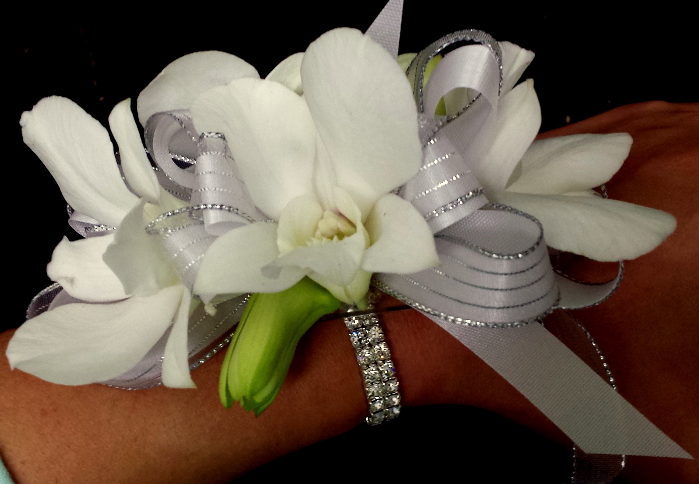 Grande Flowers' "Sophisticated" White Orchid Wrist Corsage | Grande Flowers